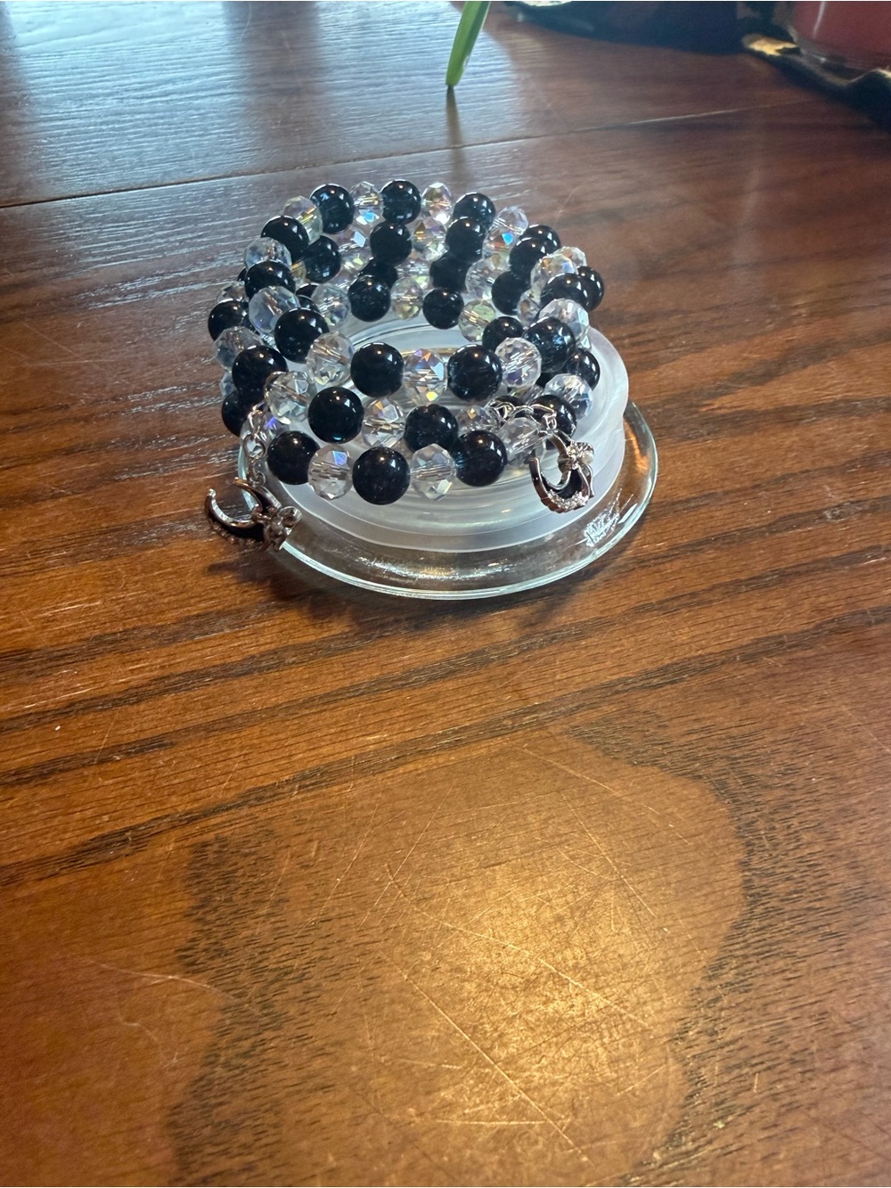 Black and Clear Beaded Stretch Wrap Bracelet - Women Jewelry